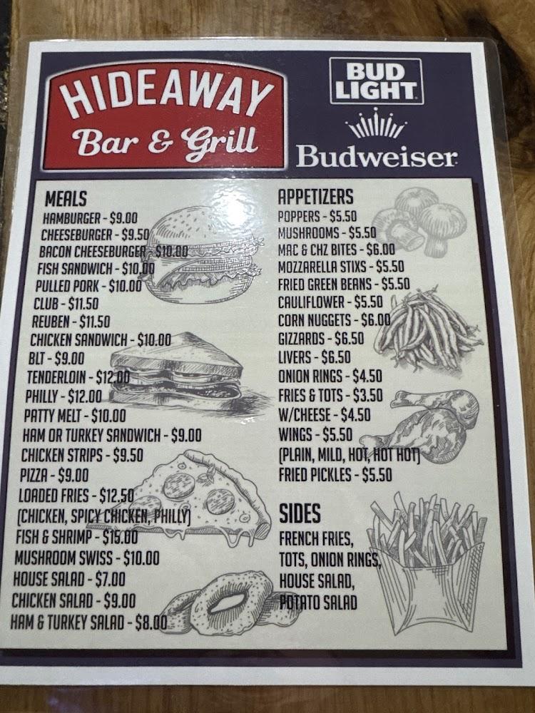 The Hideaway Warrensburg Missouri Menu image 1