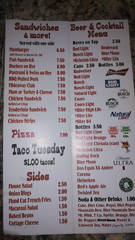 The Hideaway Warrensburg Missouri Menu image 3